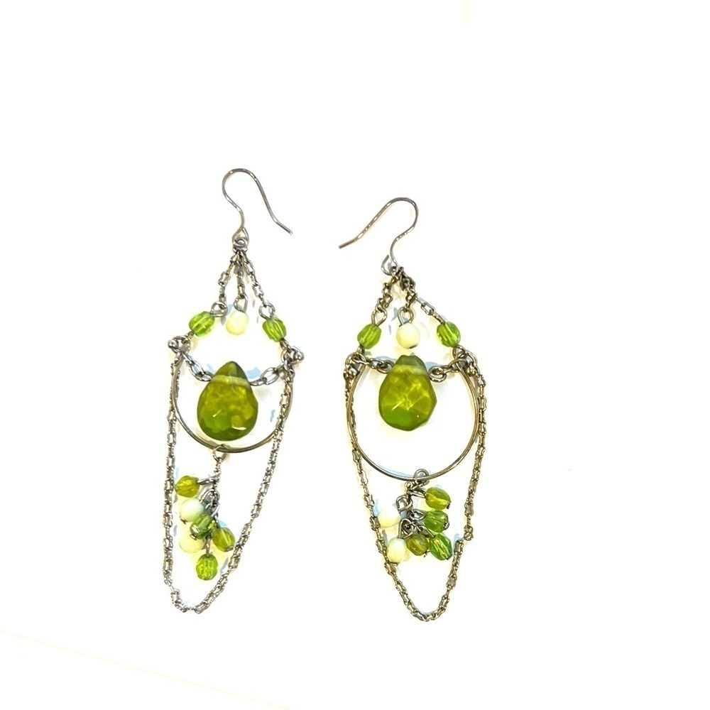 Green chandelier earrings